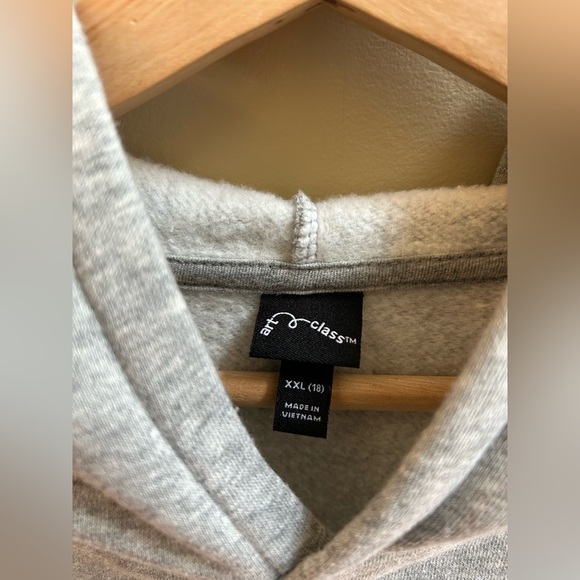 Art Class by Target Girls Cropped Gray Fleece Hooded Sweatshirt Size XXL (18) - Picture 6 of 7